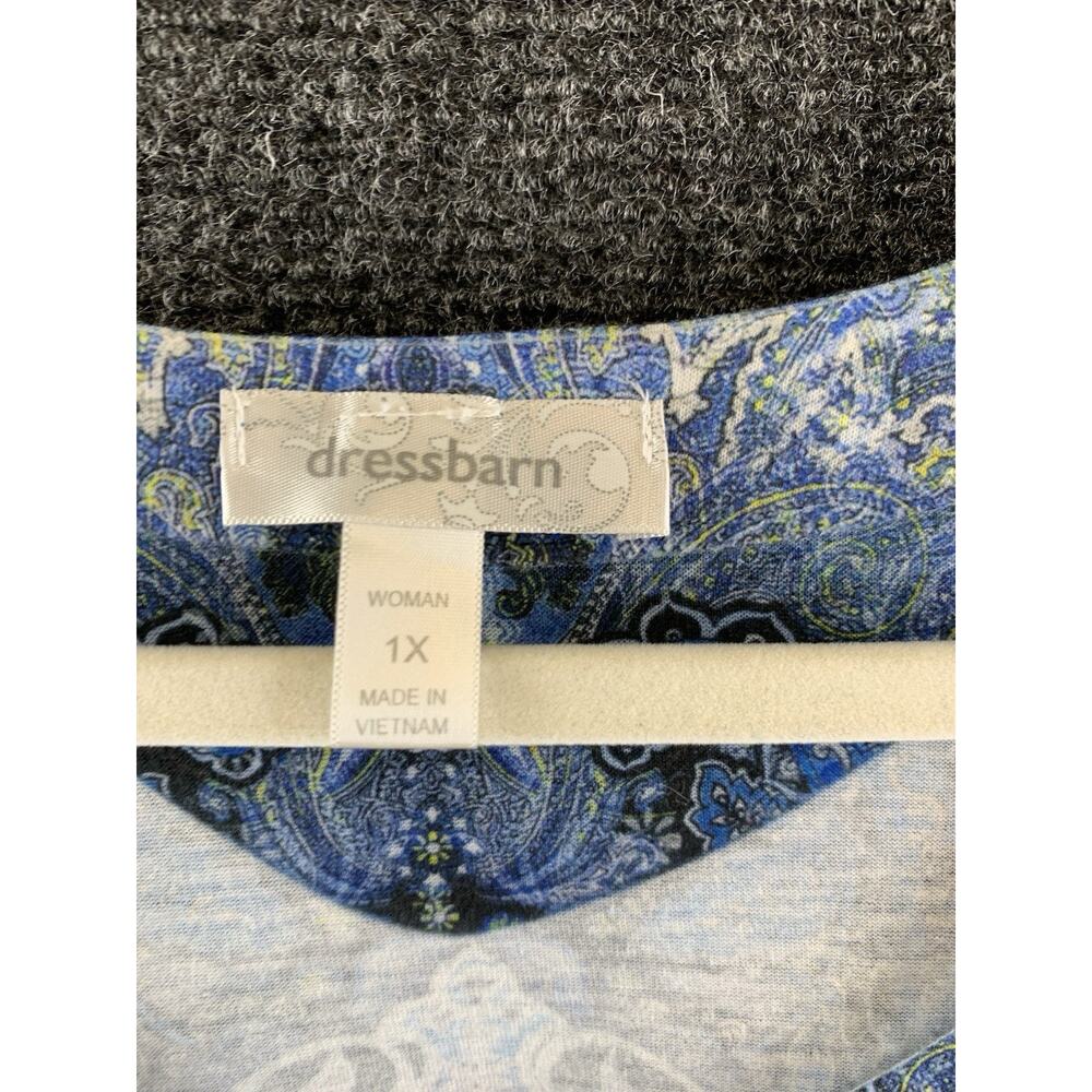 Dressbarn Shirt Blue Gypsy Blouse Boho Top Casual Comfort Paisley Size 1X - Picture 4 of 10